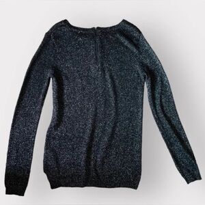 Nicole Benisti Sparkly Crew Neck Sweater Size XL black silver long sleeve thin